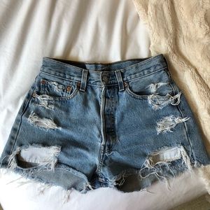 Levi’s 501 Distressed Wedgie Denim Shorts